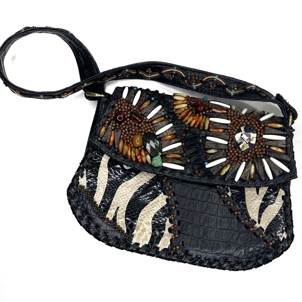 Mary Frances Beaded Bag Animal Zebra Print​​​